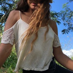 Off the shoulder lace crop top